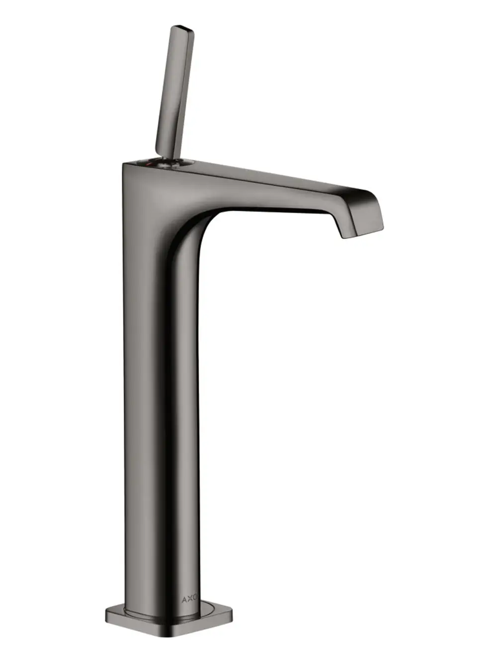 Einhebel-Waschtischmischer mit schmalem Auslauf und seitlichem Pingriff, gefertigt von AXOR, in elegantem Polished Black Chrome. Ideal für Aufsatzwaschtische.